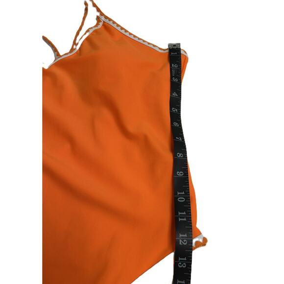 NWT Zaful Tangerine and White Scalloped Trim 1-Piece Swimwear Large (8-10) - Picture 10 of 11